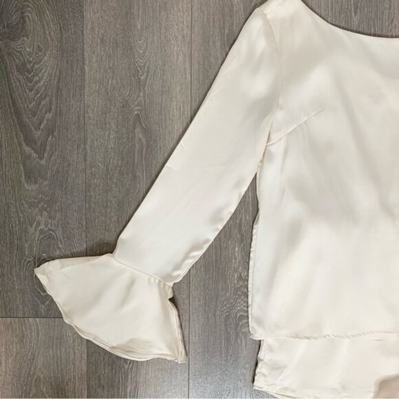 Sabo Skirt Luxe Satin Romper One Shoulder Flare Long Sleeve Playsuit Jumpsuit - Picture 8 of 16